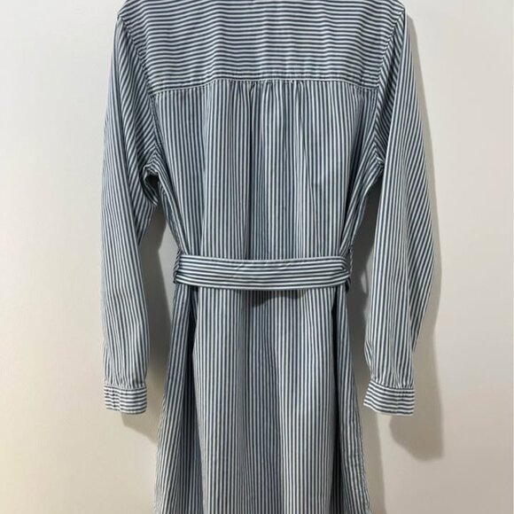Pinstripe Casual Long Sleeve Basic Button Front Falls Creek Shirt Dress [size L] - Picture 8 of 10